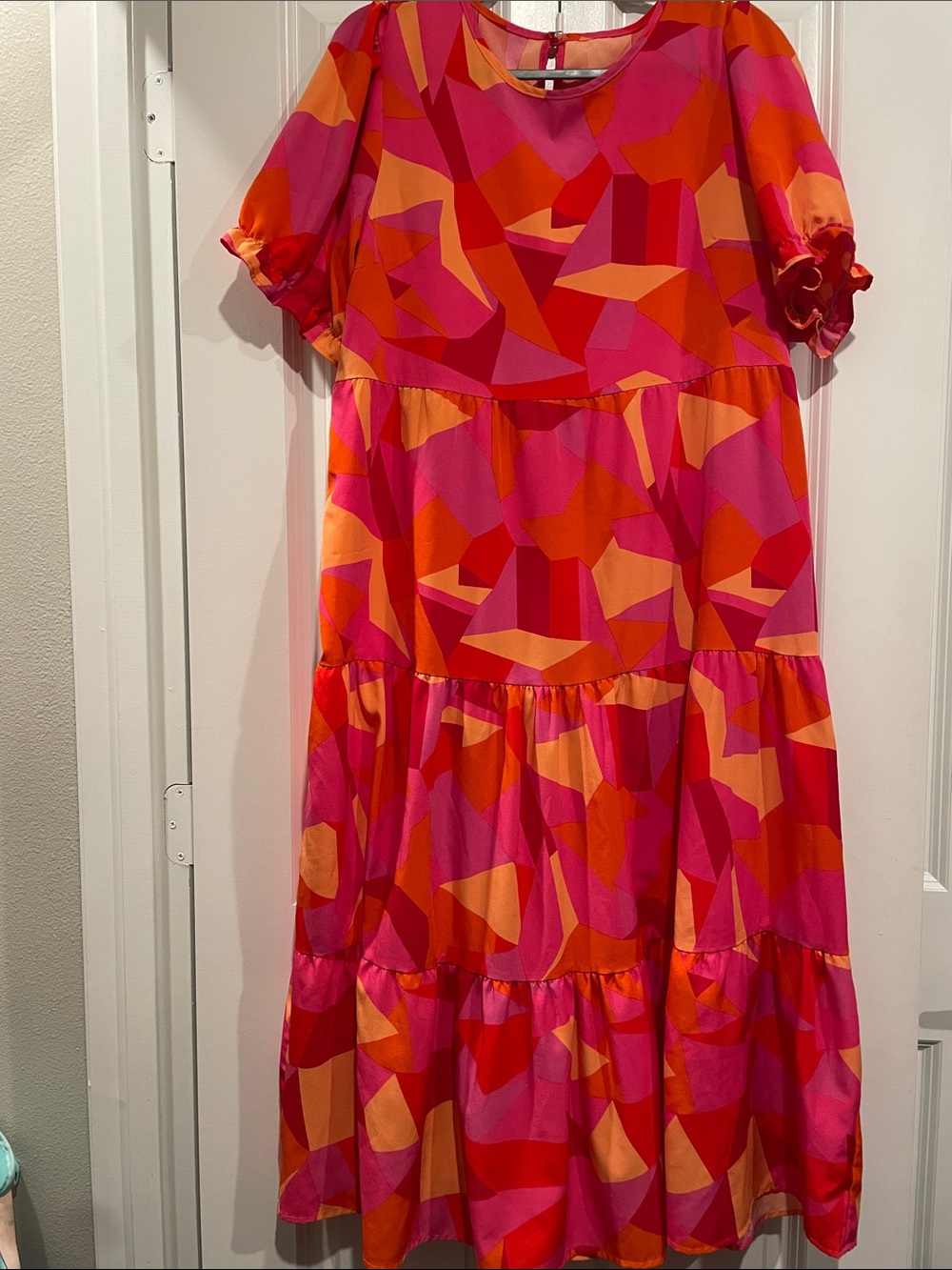 Women’s Bright Pink & Orange Tiered Dress